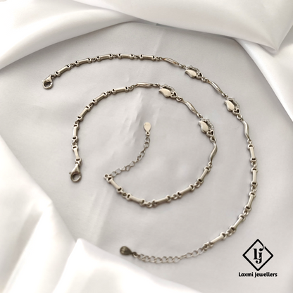 925 Sterling Silver Leaf and Heart Design Anklet Set – Elegant Women's Payal Jewelry