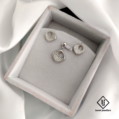 925 Sterling Silver Modern Circle Pendant Set for Women – CZ Stone Jewelry