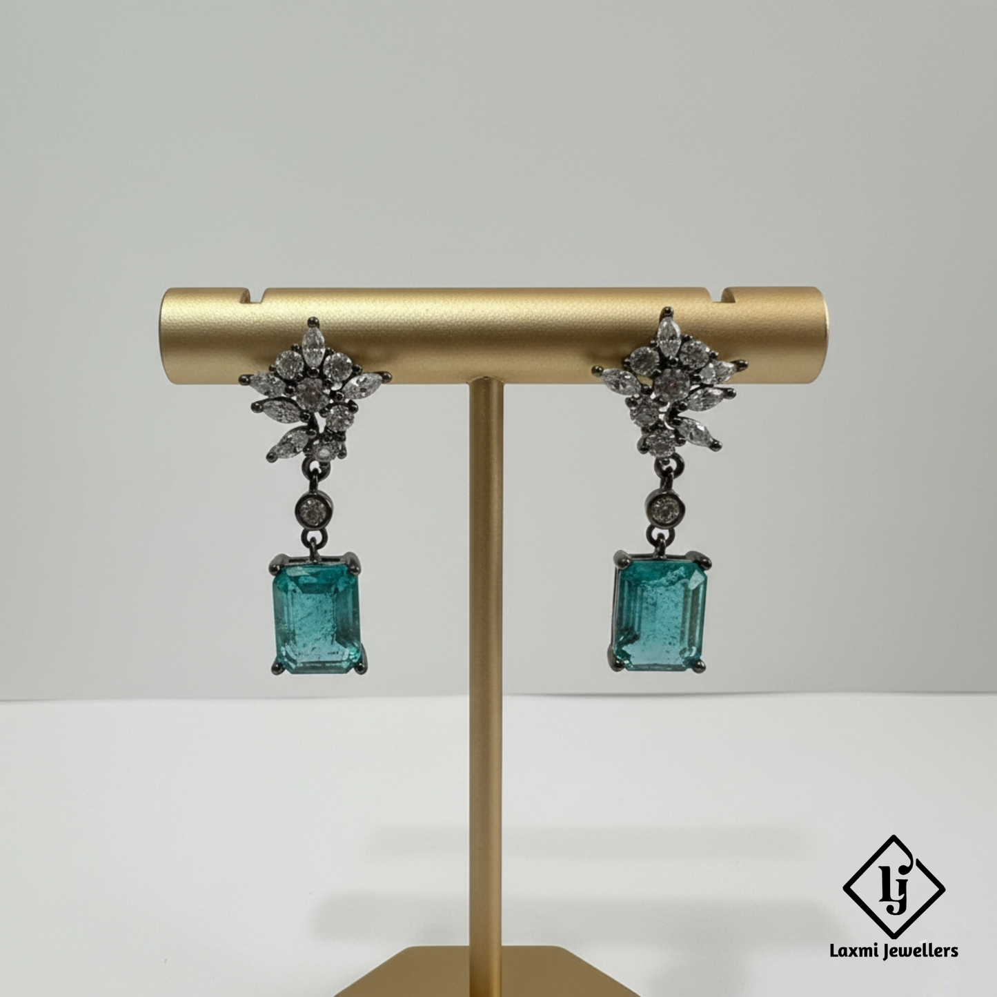 925 Sterling Silver Green Emerald CZ Drop Earrings for Women | Diamond Look Party Wear Earrings