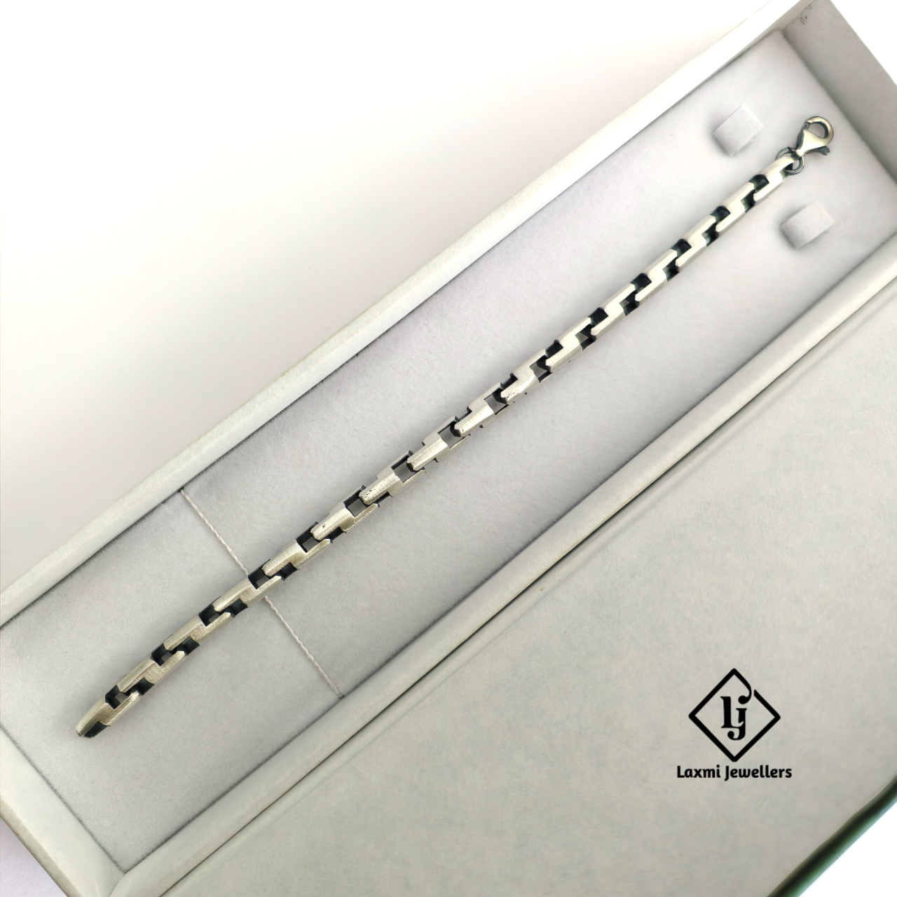 925 Sterling Silver Black Designer Bracelet for Men | Stylish Gents Silver Bracelet