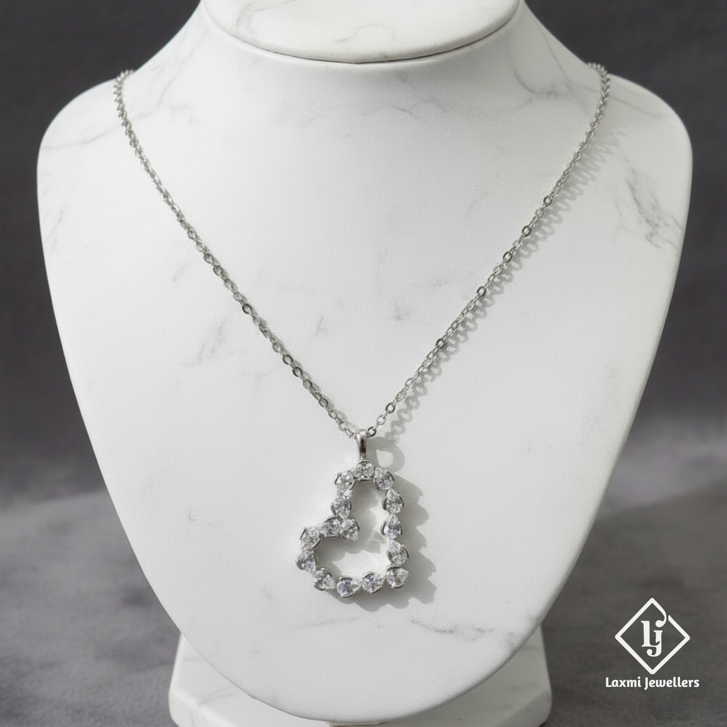 925 Sterling Silver Heart Shape Diamond Pendant Necklace for Women | CZ Stone Stylish Love Necklace