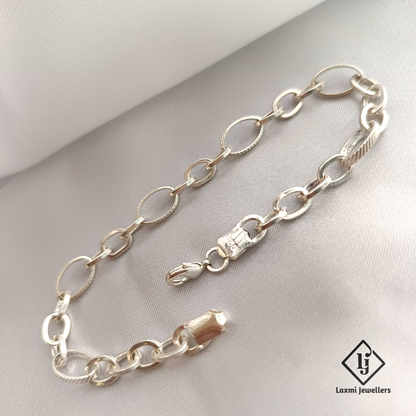Men’s Sterling Silver Link Chain Bracelet – Bold Oval Design | Laxmi Jewellers
