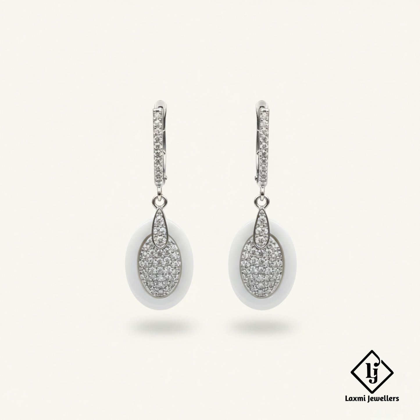 925 Sterling Silver Bali Style White Oval Drop Earrings | Designer Silver Earrings for Women