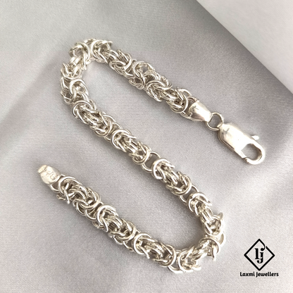 925 Sterling Silver Byzantine Chain Bracelet for Men – Heavy & Stylish | Laxmi Jewellers