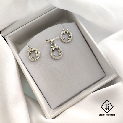 925 Silver Bow & Star CZ Pendant Set for Women | Elegant Daily Wear Jewelry