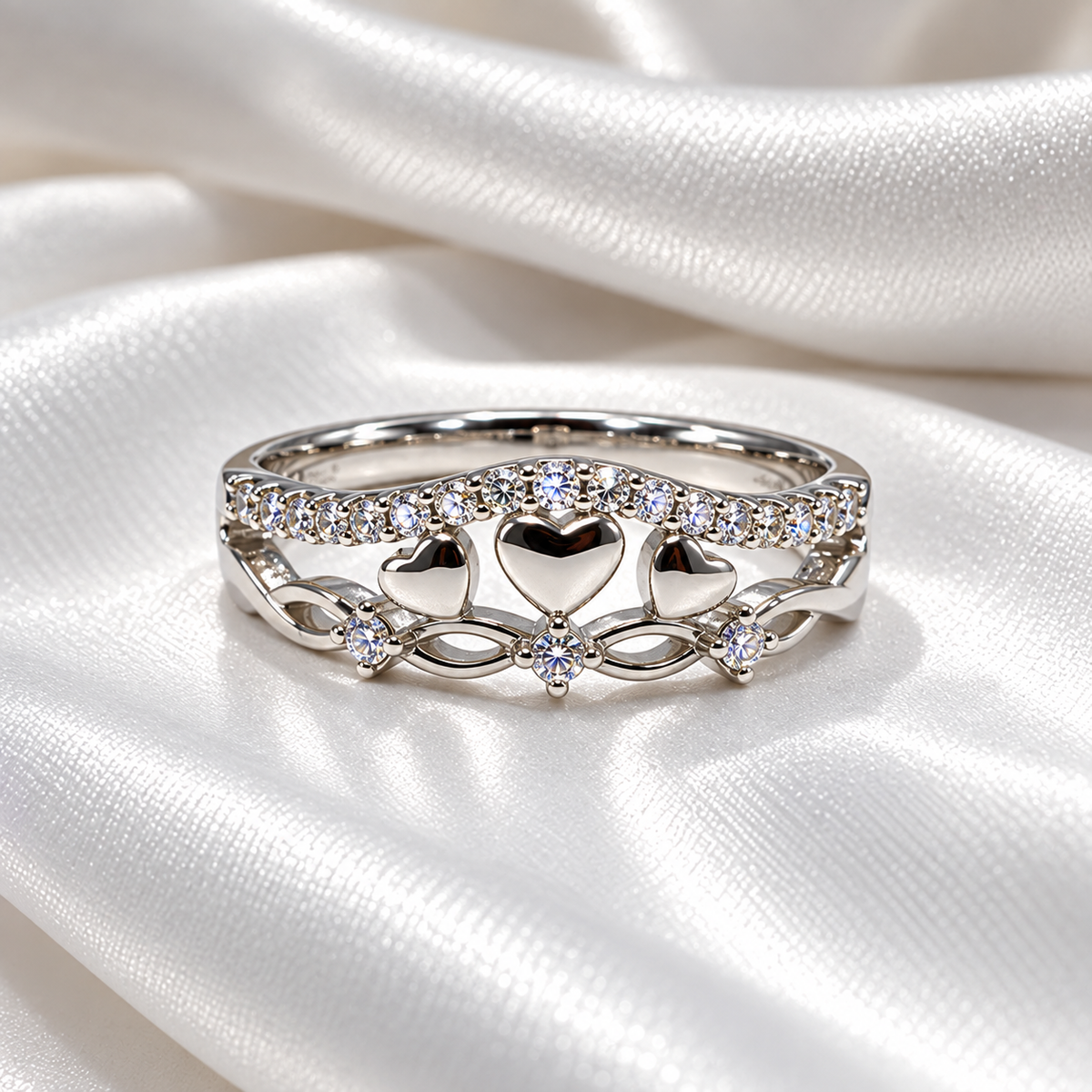 925 Sterling Silver Heart Ring for Women | Elegant Heart & Stone Studded Ladies Ring – Laxmi Jewellers
