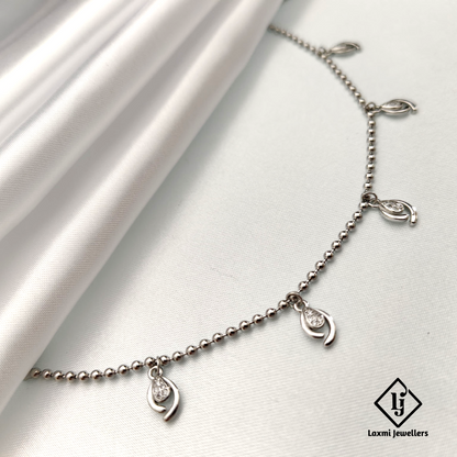 Elegant Silver Beaded Bracelet with Leaf Charms – Laxmi Jewellers