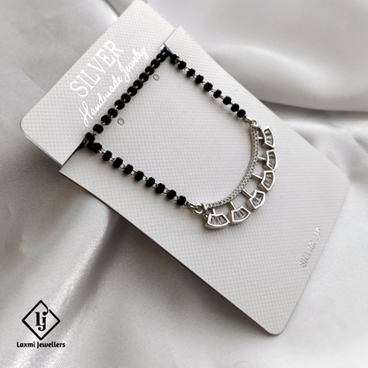 925 Sterling Silver Black Beads Mangalsutra Necklace – Traditional Indian Jewelry for Daily Wear