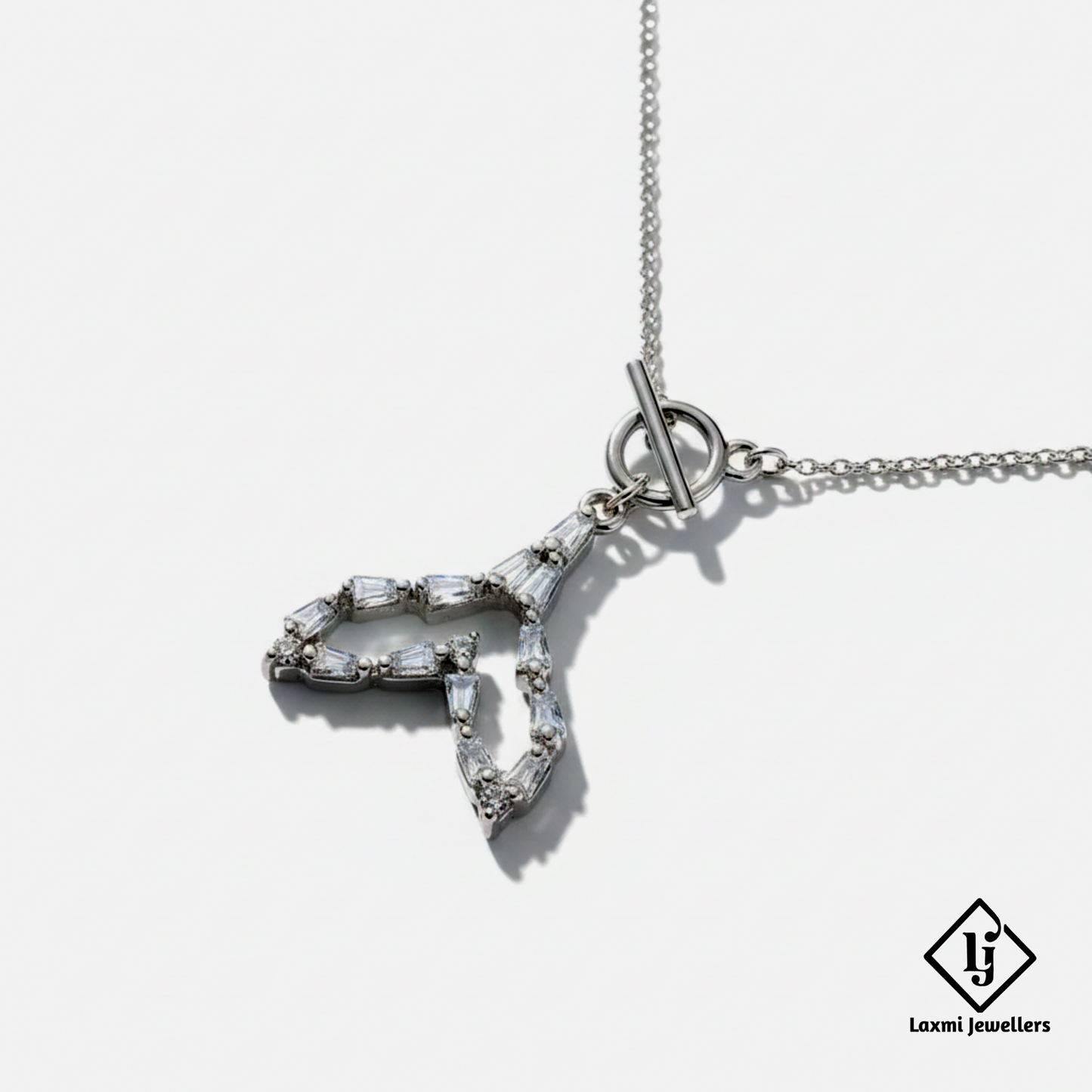 925 Sterling Silver Geometric Diamond Pendant Necklace for Women | CZ Stone Stylish Daily Wear Necklace