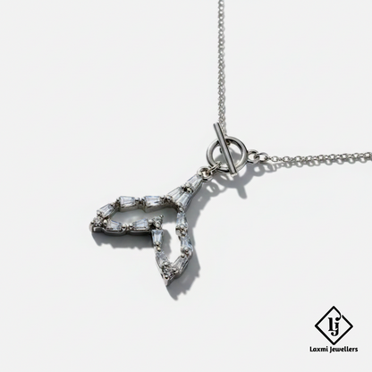 925 Sterling Silver Geometric Diamond Pendant Necklace for Women | CZ Stone Stylish Daily Wear Necklace