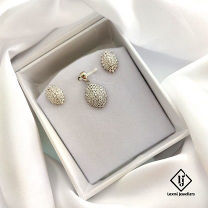 925 Silver Oval CZ Pendant Set for Women – Elegant Daily Wear Jewelry by Laxmi Jewellers