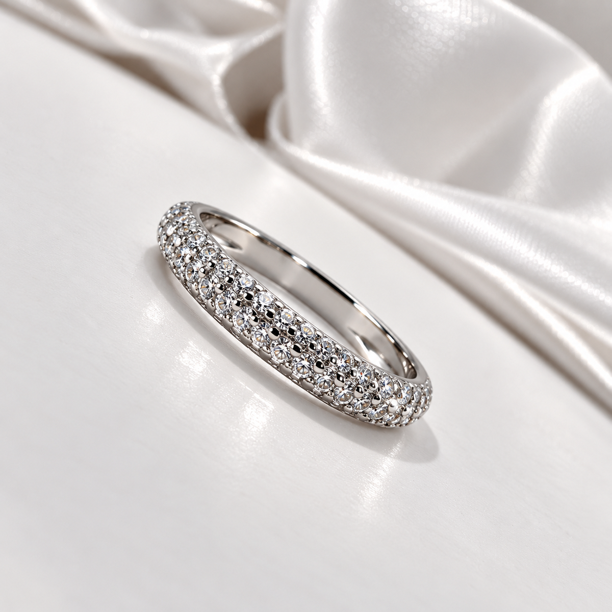 915 Sterling Silver Elegant Full Pave CZ Stone Band Ring for Women | Premium Silver-Tone Ladies Ring – Laxmi Jewellers