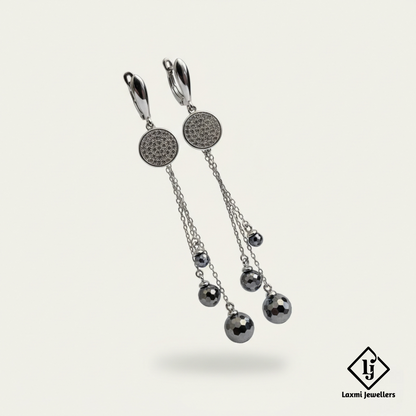 925 Sterling Silver Bali Style Chain Drop Earrings | Oxidised Silver Designer Earrings for Women