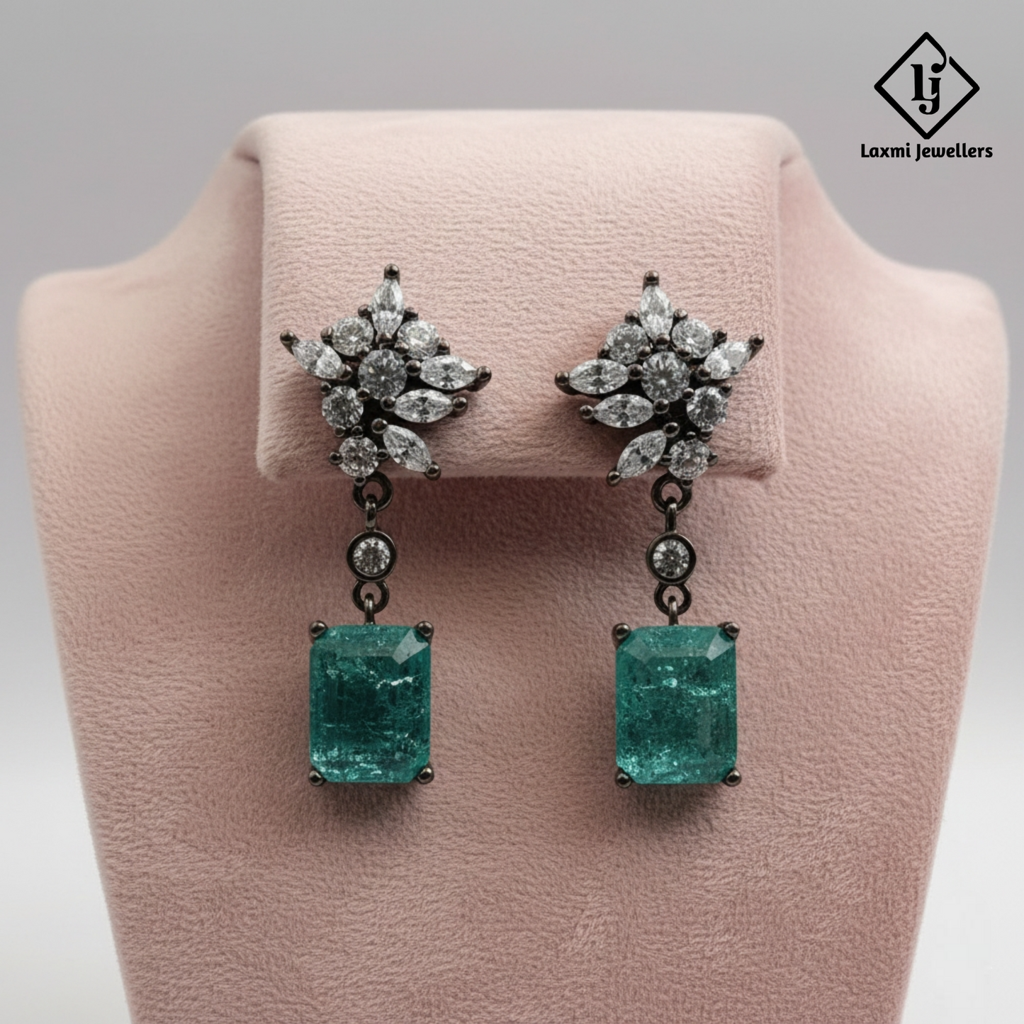 925 Sterling Silver Green Emerald CZ Drop Earrings for Women | Diamond Look Party Wear Earrings