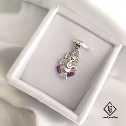 925 Silver Ganesh Pendant with Purple Enamel | Laxmi Jewellers