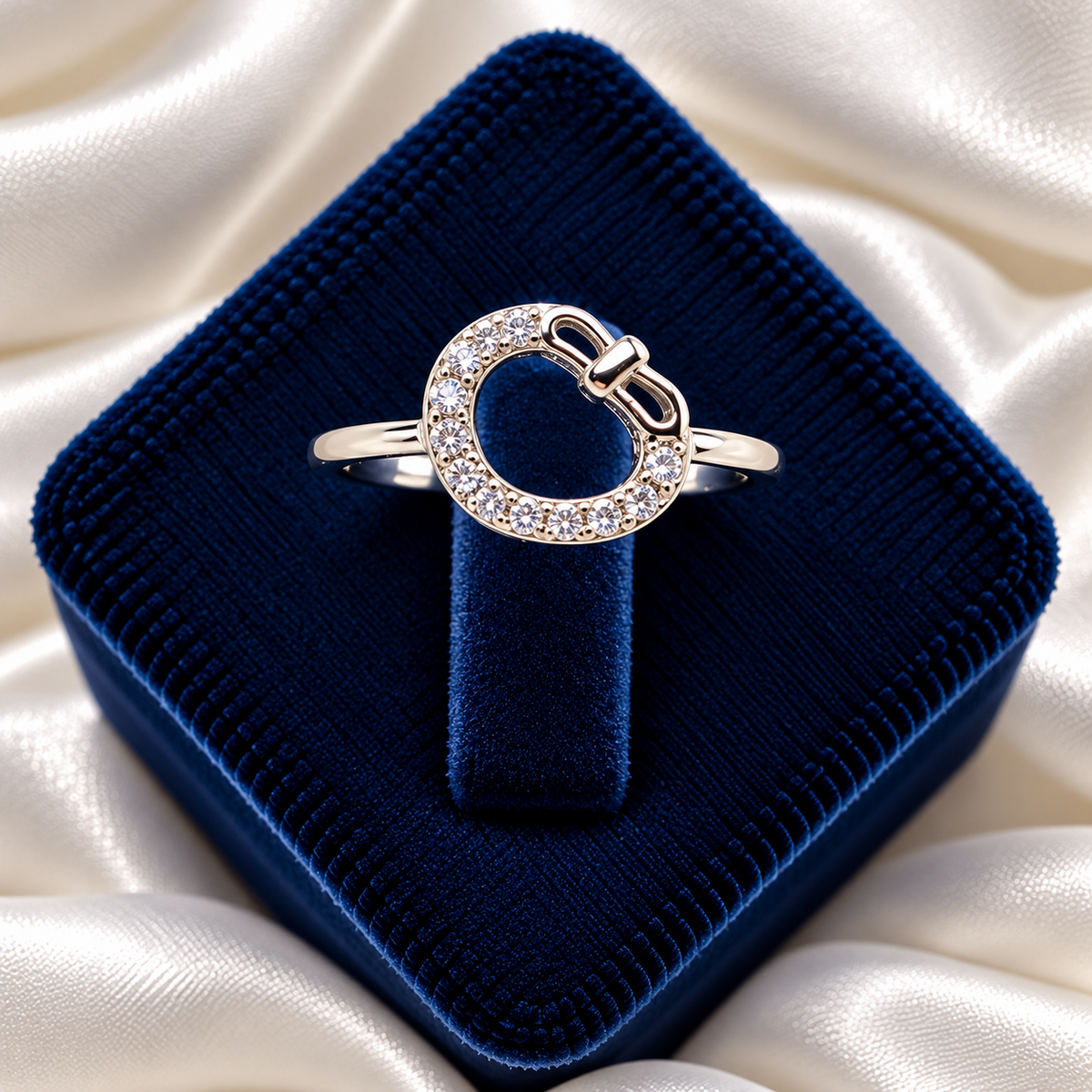 925 sterling silver Elegant Circle Crystal Ladies Ring for Women | Stylish Bow Design Silver Ring – Laxmi Jewellers