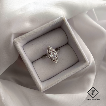 925 Sterling Silver Marquise Cut CZ Ring for Women – Elegant Engagement Style