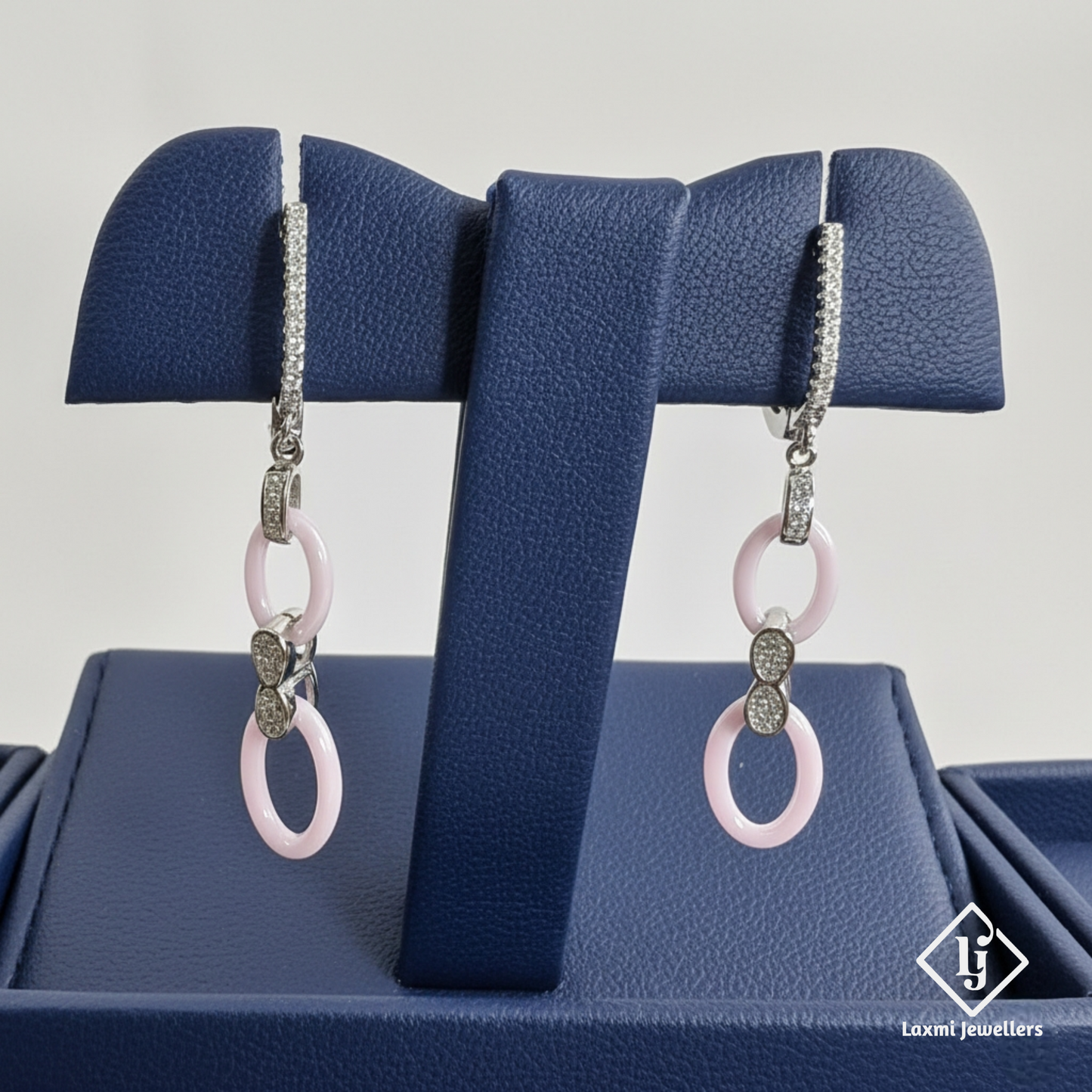 925 Sterling Silver Pink Oval Drop Earrings | Designer Party Wear Earrings for Women