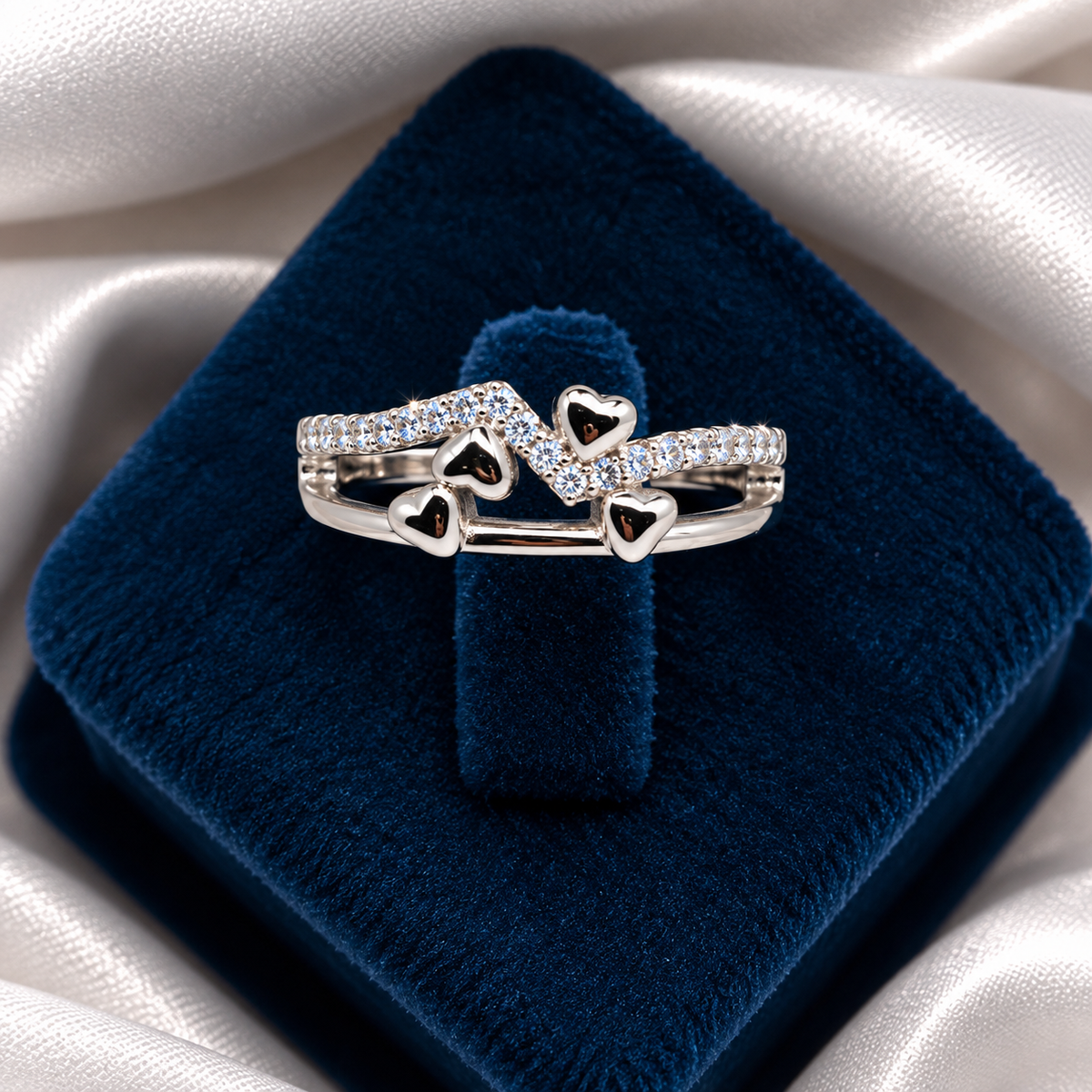 925 Sterling Silver Heart Ring for Women | Elegant Double Band Heart Ring – Laxmi Jewellers