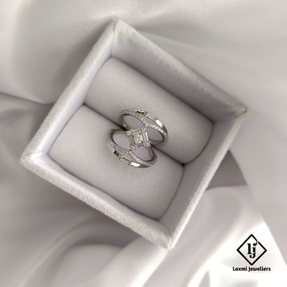 Elegant Dual Band CZ Silver Ring for Women – Modern Geometric Designs