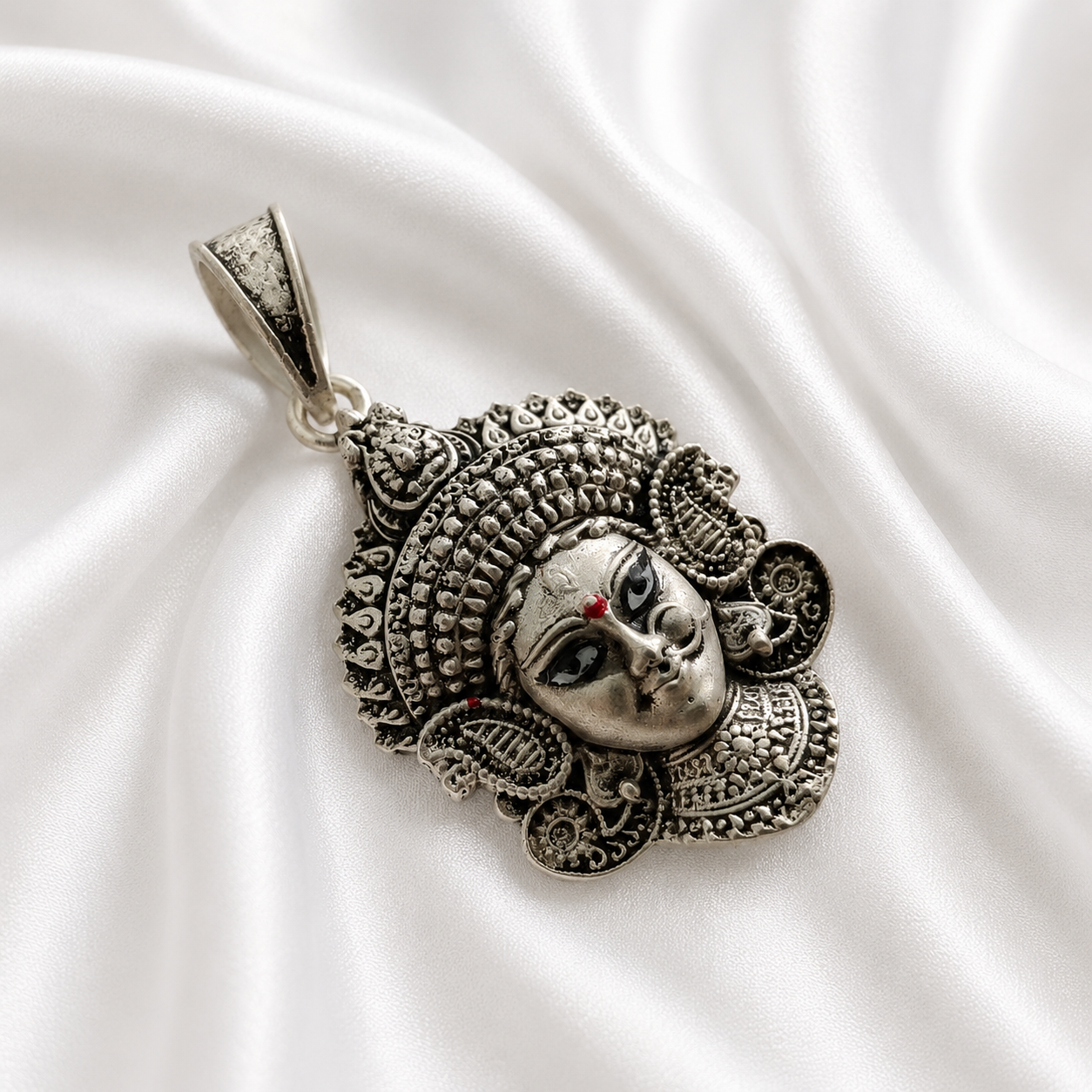 Mataji Face Silver Pendant | Divine Goddess Pendant for Women & Men | Designer Mata Pendant