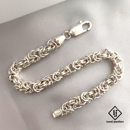 925 Sterling Silver Byzantine Chain Bracelet for Men – Heavy & Stylish | Laxmi Jewellers