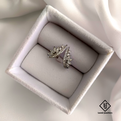 Elegant Leaf Design CZ Silver Ring for Women – Laxmi Jewellers