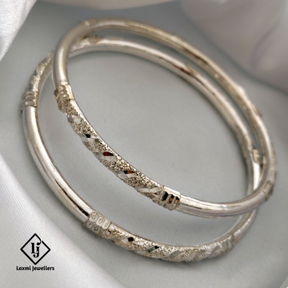 925 Sterling Silver Traditional Textured Bangles for Women – Elegant and Durable Design