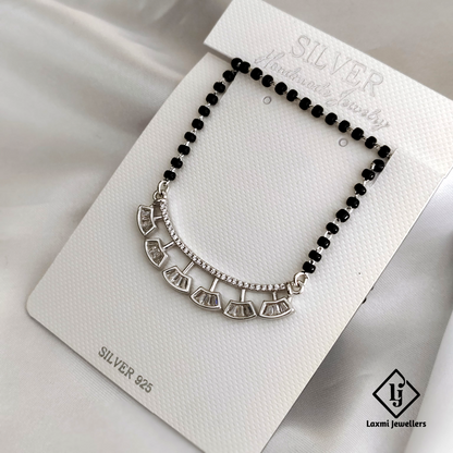 925 Sterling Silver Black Beads Mangalsutra Necklace – Traditional Indian Jewelry for Daily Wear