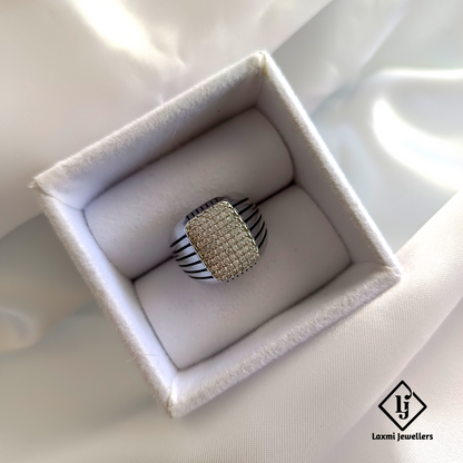 925 Sterling Silver Men's Statement Ring with CZ Stones – Bold Luxury Design