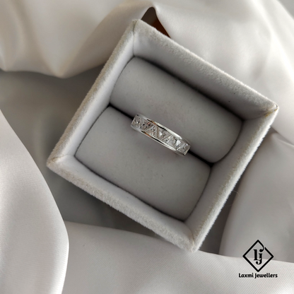 925 Silver Princess-Cut CZ Band Ring for Women – Elegant & Timeless Design