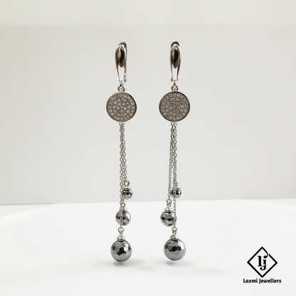 925 Sterling Silver Bali Style Chain Drop Earrings | Oxidised Silver Designer Earrings for Women