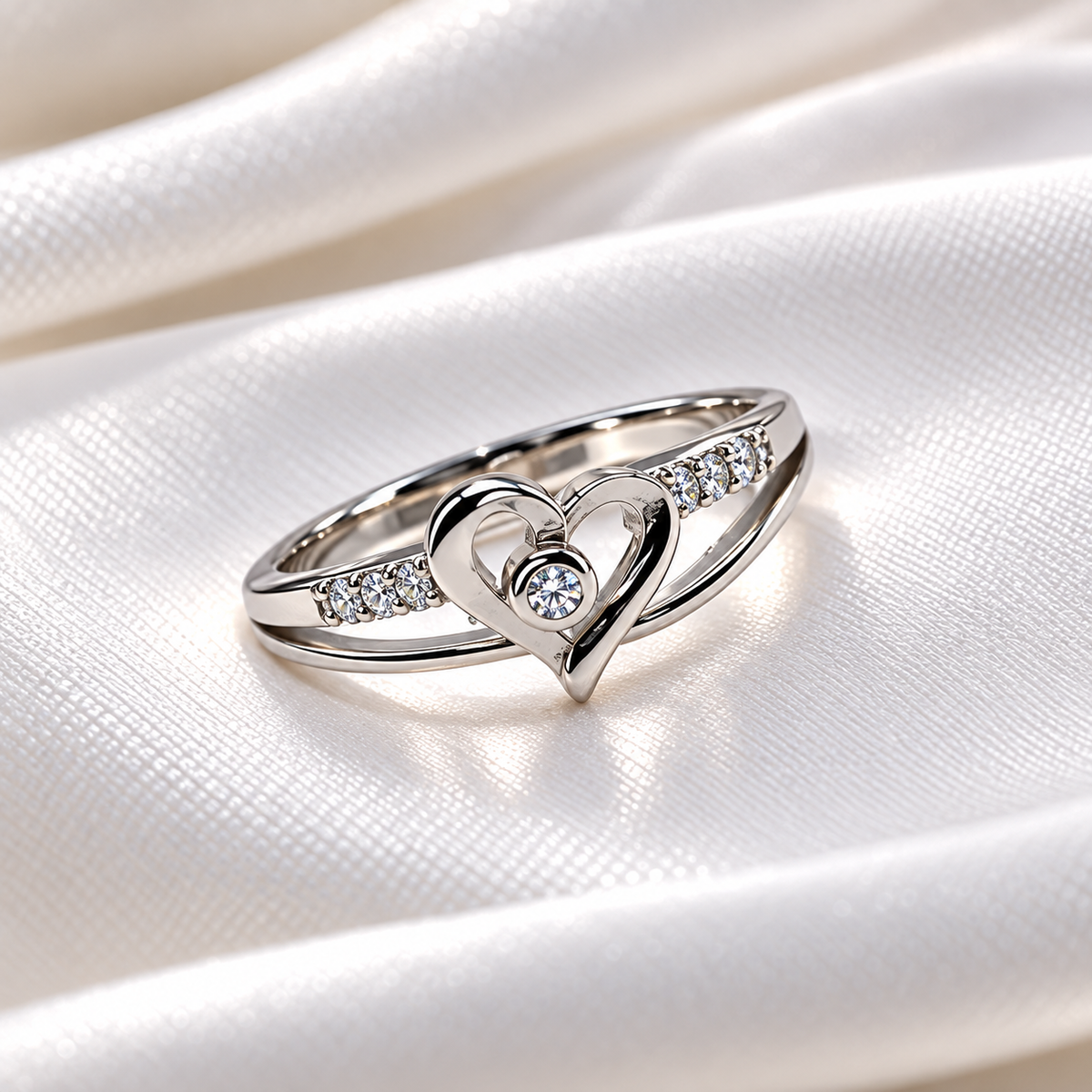 925 Sterling Silver Heart Ring for Women | Sparkling Heart Design Ladies Ring – Laxmi Jewellers