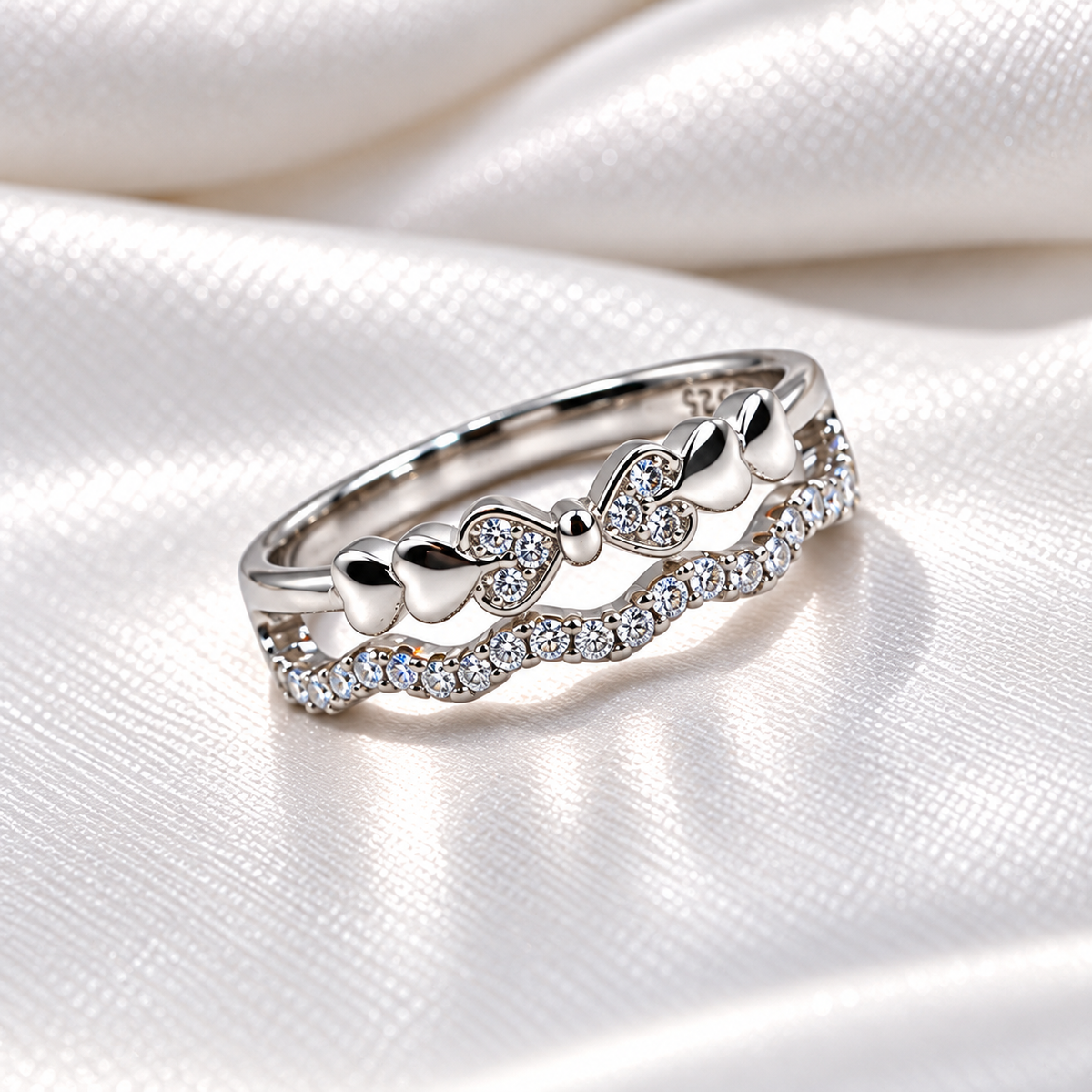925 Sterling Silver Heart Ring for Women | Elegant Heart & CZ Stone Studded Ring – Laxmi Jewellers