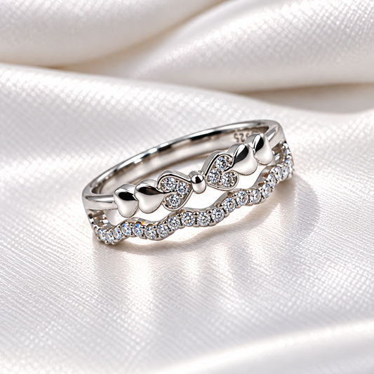 925 Sterling Silver Heart Ring for Women | Elegant Heart & CZ Stone Studded Ring – Laxmi Jewellers