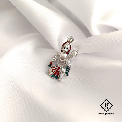 925 Sterling Silver Hanuman Pendant – Enamel Finish | Devotional Jewelry by Laxmi Jewellers