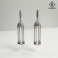 925 Sterling Silver Bali Style Tassel Earrings with Pink Stone | Designer Silver Earrings