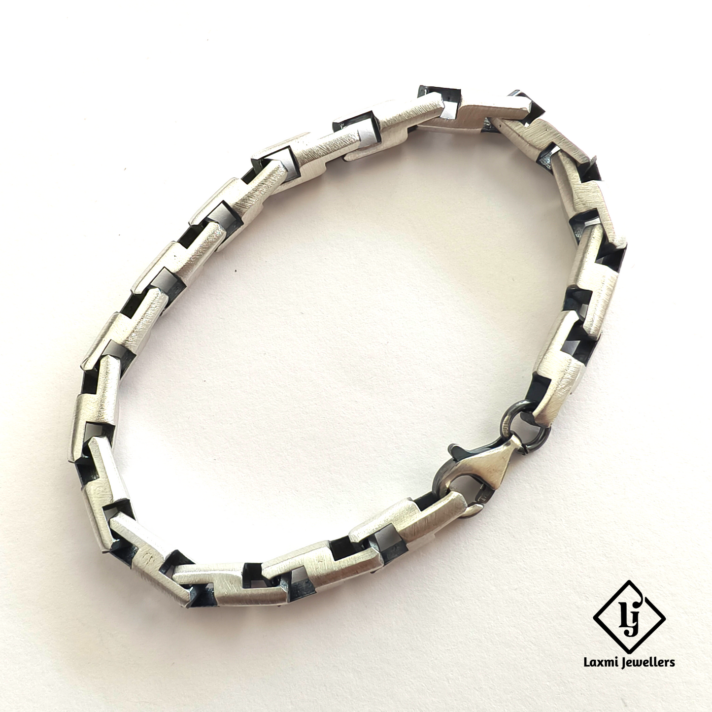 925 Sterling Silver Black Designer Bracelet for Men | Stylish Gents Silver Bracelet
