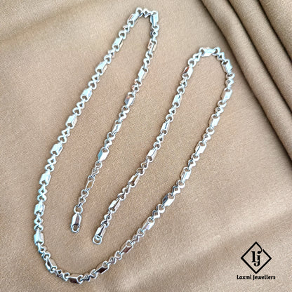 925 Sterling Silver Stylish Heart Link Chain for Men & Women – Laxmi Jewellers