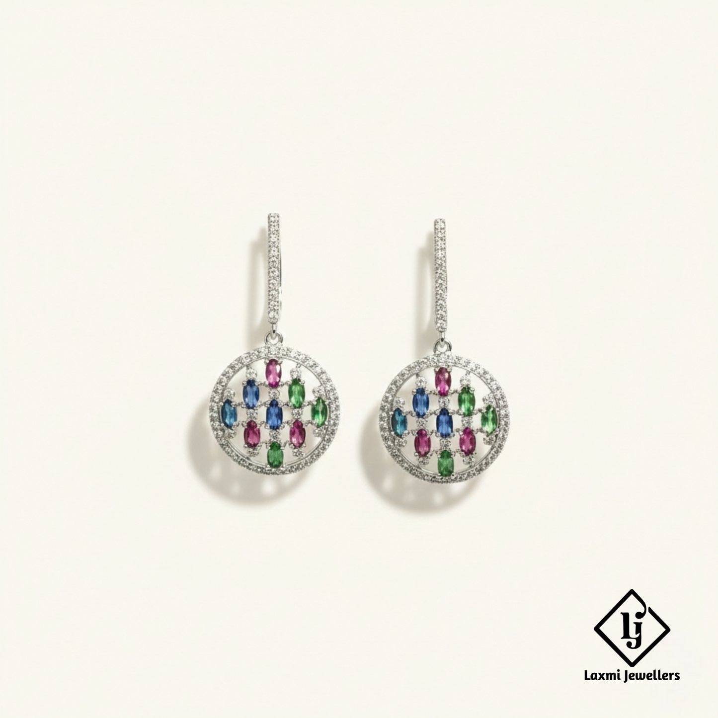 925 Sterling Silver Bali Style Multicolour Stone Earrings | Designer Silver Earrings for Women