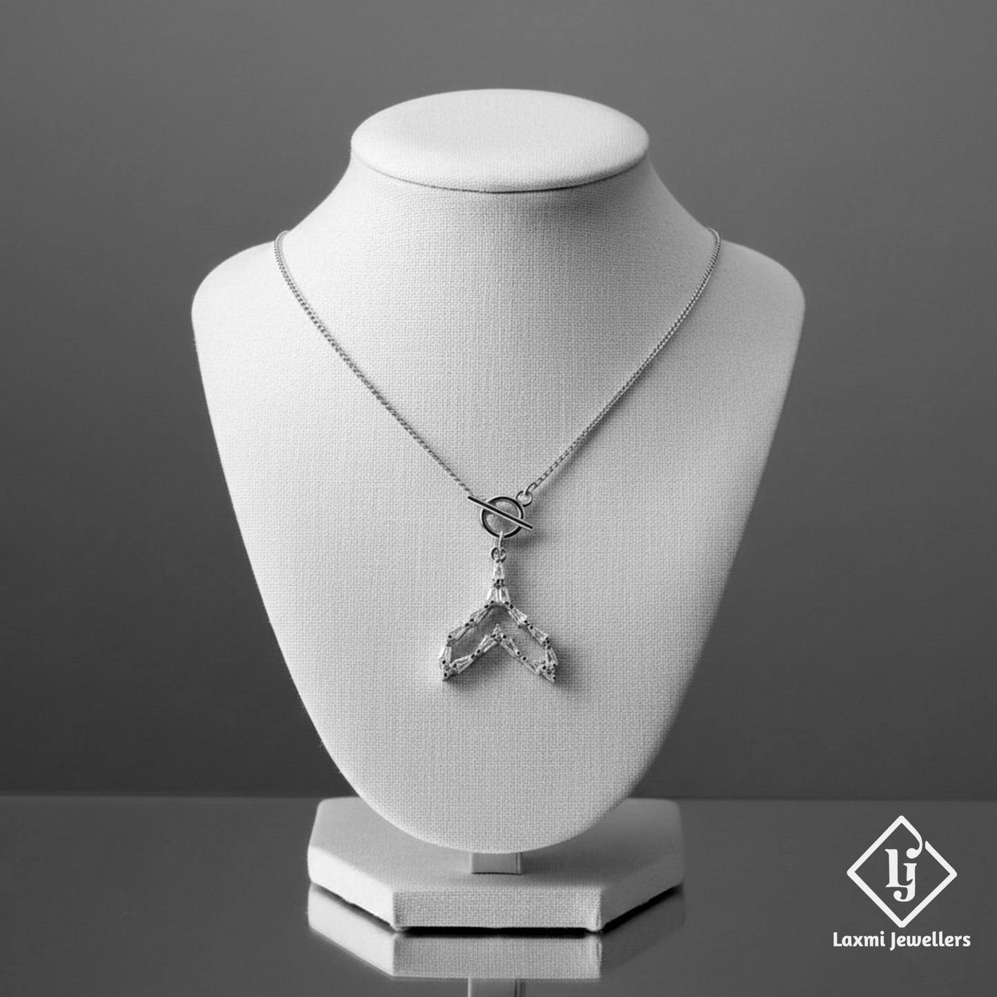 925 Sterling Silver Geometric Diamond Pendant Necklace for Women | CZ Stone Stylish Daily Wear Necklace