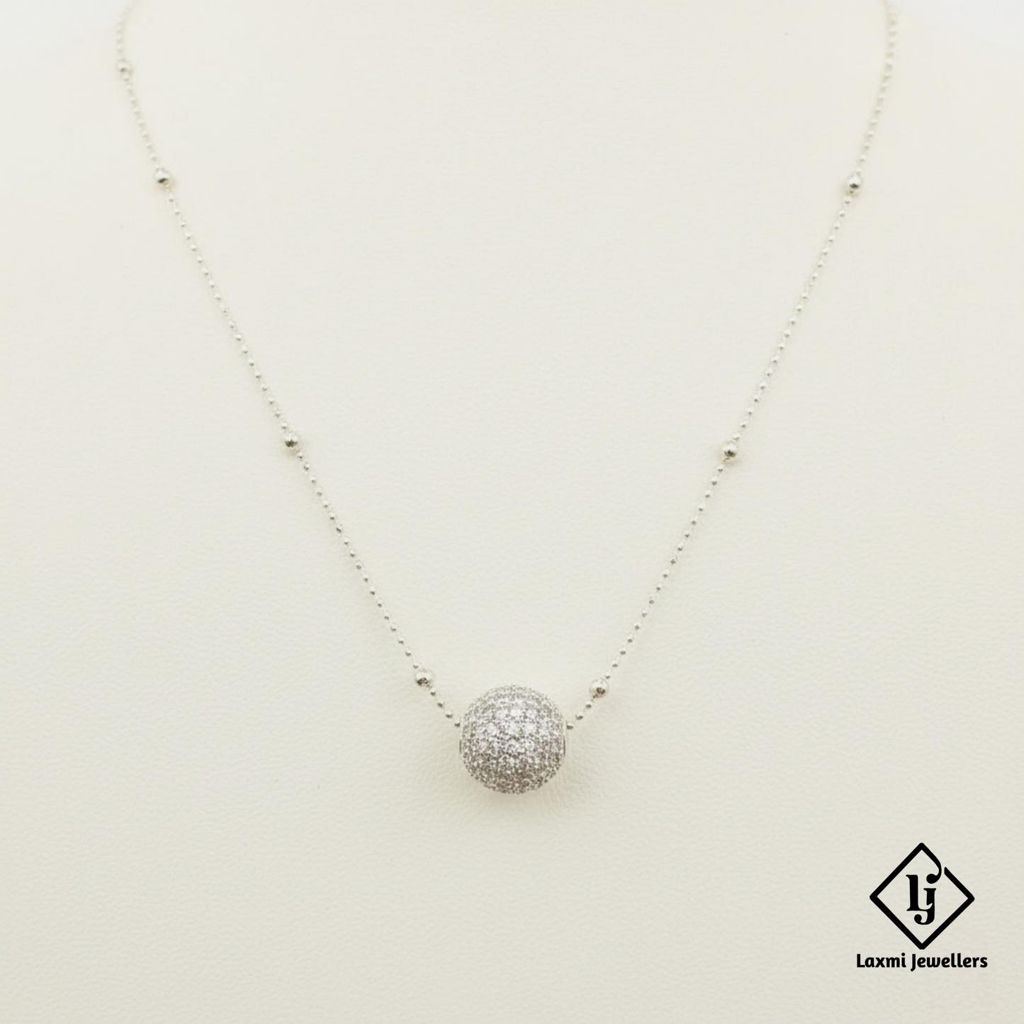925 Sterling Silver Ball Necklace | Minimal Diamond Cut Silver Jewellery