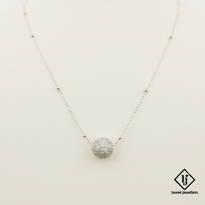 925 Sterling Silver Ball Necklace | Minimal Diamond Cut Silver Jewellery