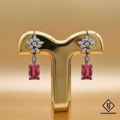 925 Silver Red Stone Designer Drop Earrings for Women | CZ Studded Party Wear Earrings