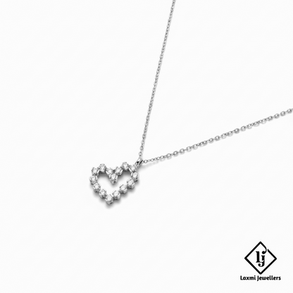 925 Sterling Silver Heart Shape Diamond Pendant Necklace for Women | CZ Stone Stylish Love Necklace
