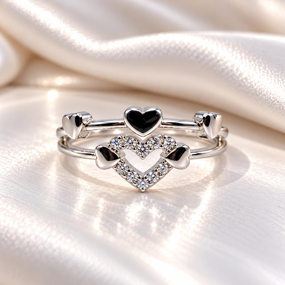 Heart Design Silver Ladies Ring with White Stones | Stylish Heart Ring for Women – Laxmi Jewellers