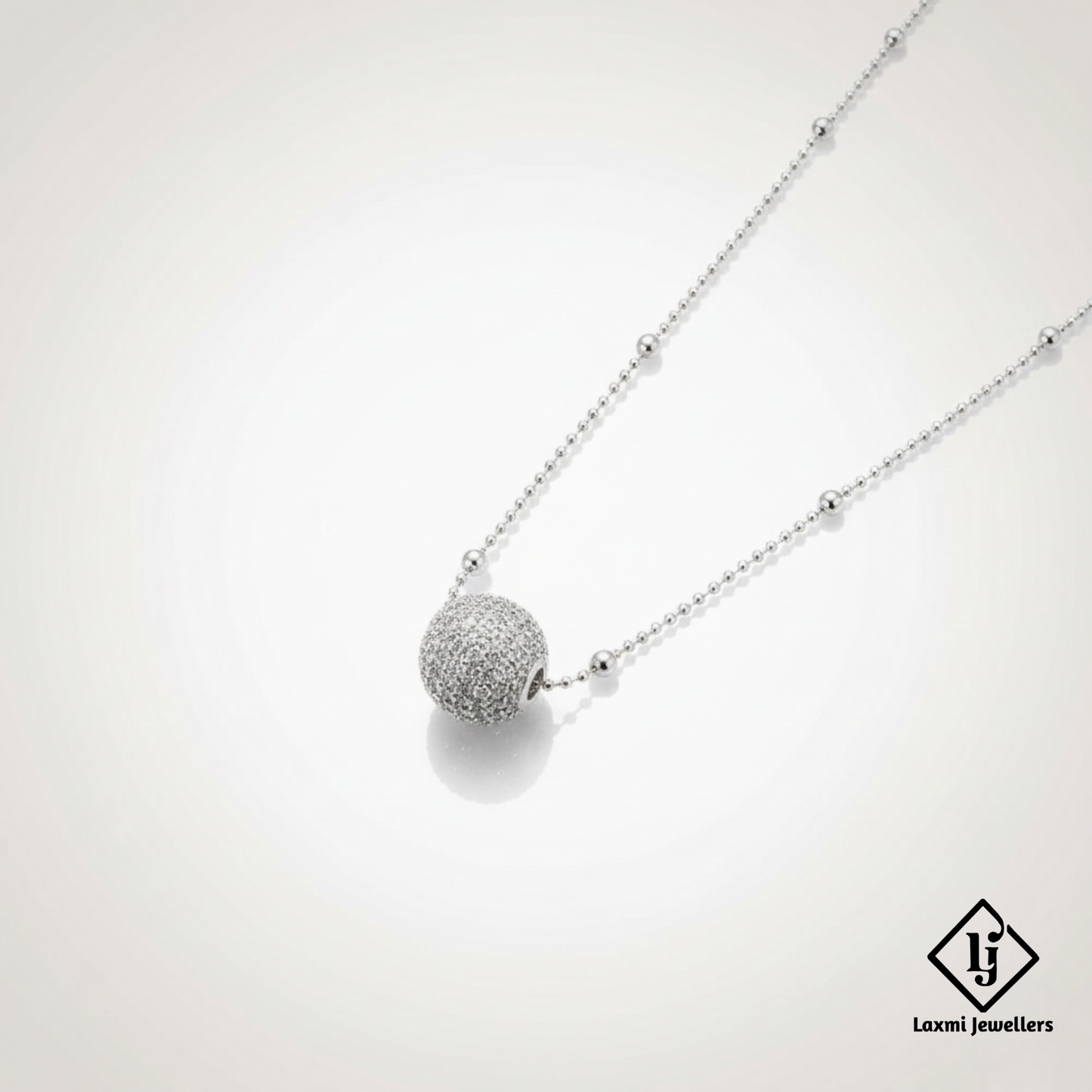 925 Sterling Silver Ball Necklace | Minimal Diamond Cut Silver Jewellery