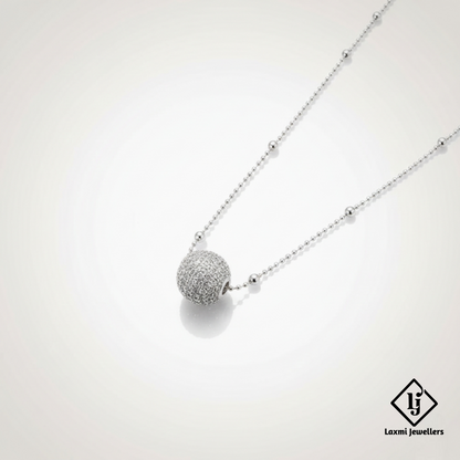 925 Sterling Silver Ball Necklace | Minimal Diamond Cut Silver Jewellery