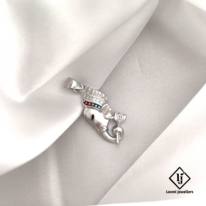 925 Sterling Silver Ganesh Head Pendant – Elegant Lord Ganesha Design with Enamel Accents