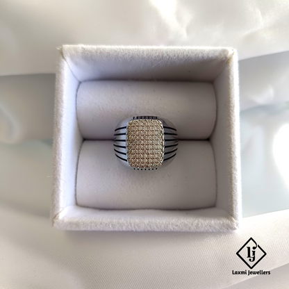 925 Sterling Silver Men's Statement Ring with CZ Stones – Bold Luxury Design